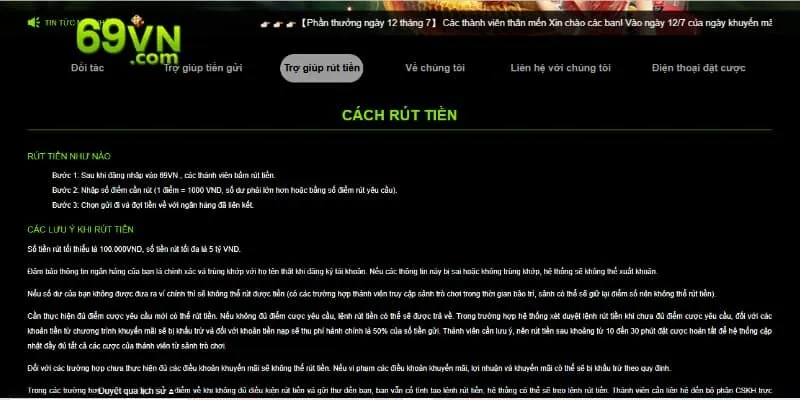 Lợi ích khi sử dụng tính năng rút tiền 69VN